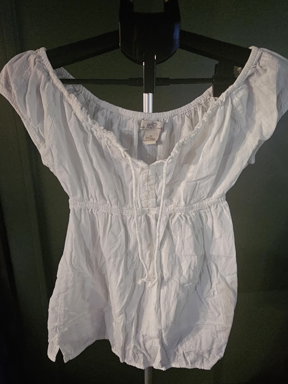 Vtg SO Wear It Declare It White Cotton Boho Peasant Babydoll Top - Size M